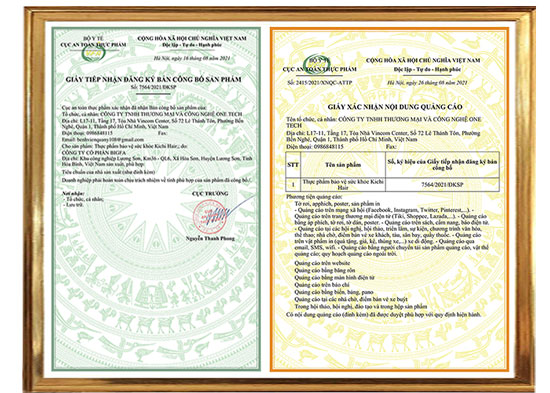 giấy chứng nhận kichi hair