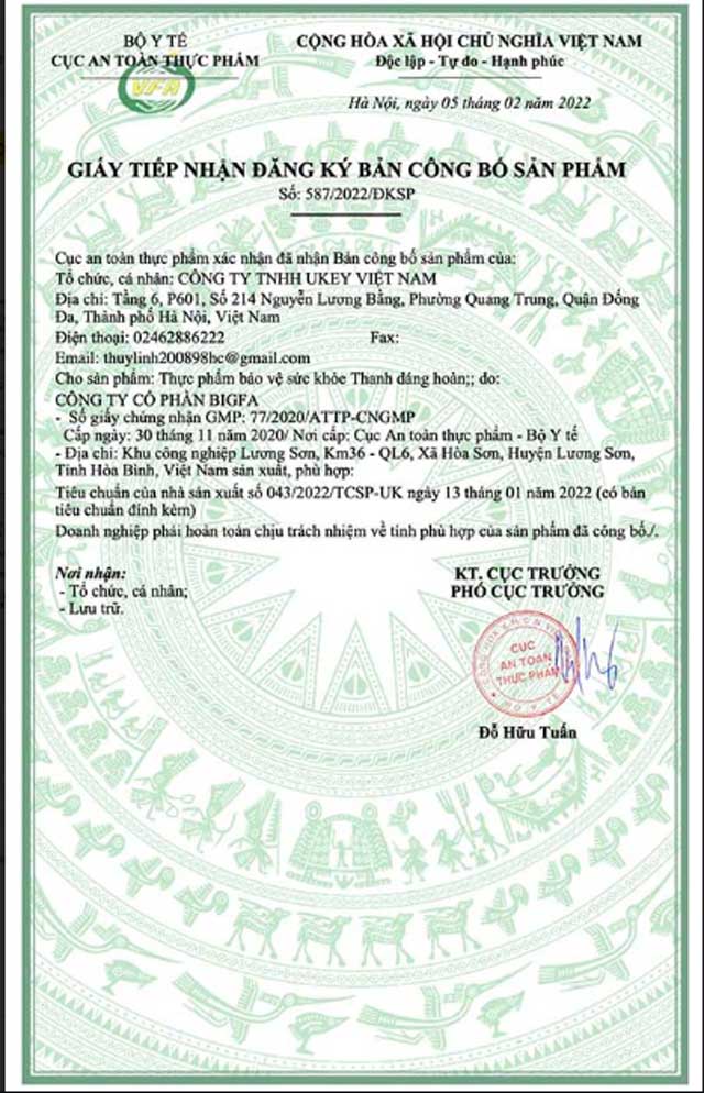 Giấy công bố Thanh Dáng Hoàn